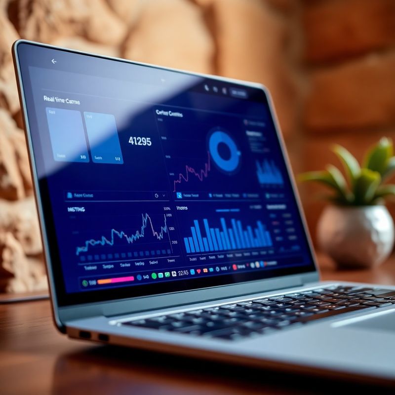 Ekran laptopa s KPI karticama i grafikonima u stvarnom vremenu